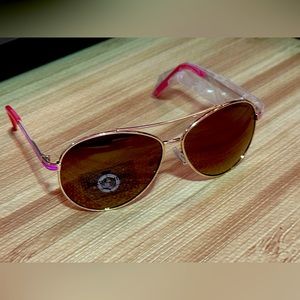 NEW Juicy Couture pretty pink enamel & gold aviator sunglasses; hot girl summer